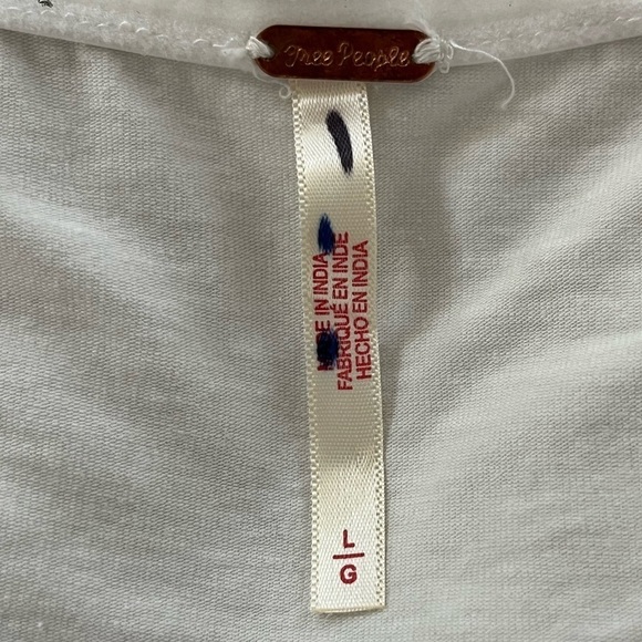 Free People Icing On Ivory Off Shoulder Cropped Boho Blouse Top Size Large - Picture 7 of 16